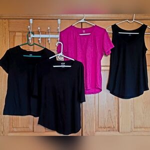 A.n.a. and Apt. 9 Black and Magenta Women's Tops Tank & Tees